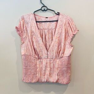 Free People Pink Patterned Blouse